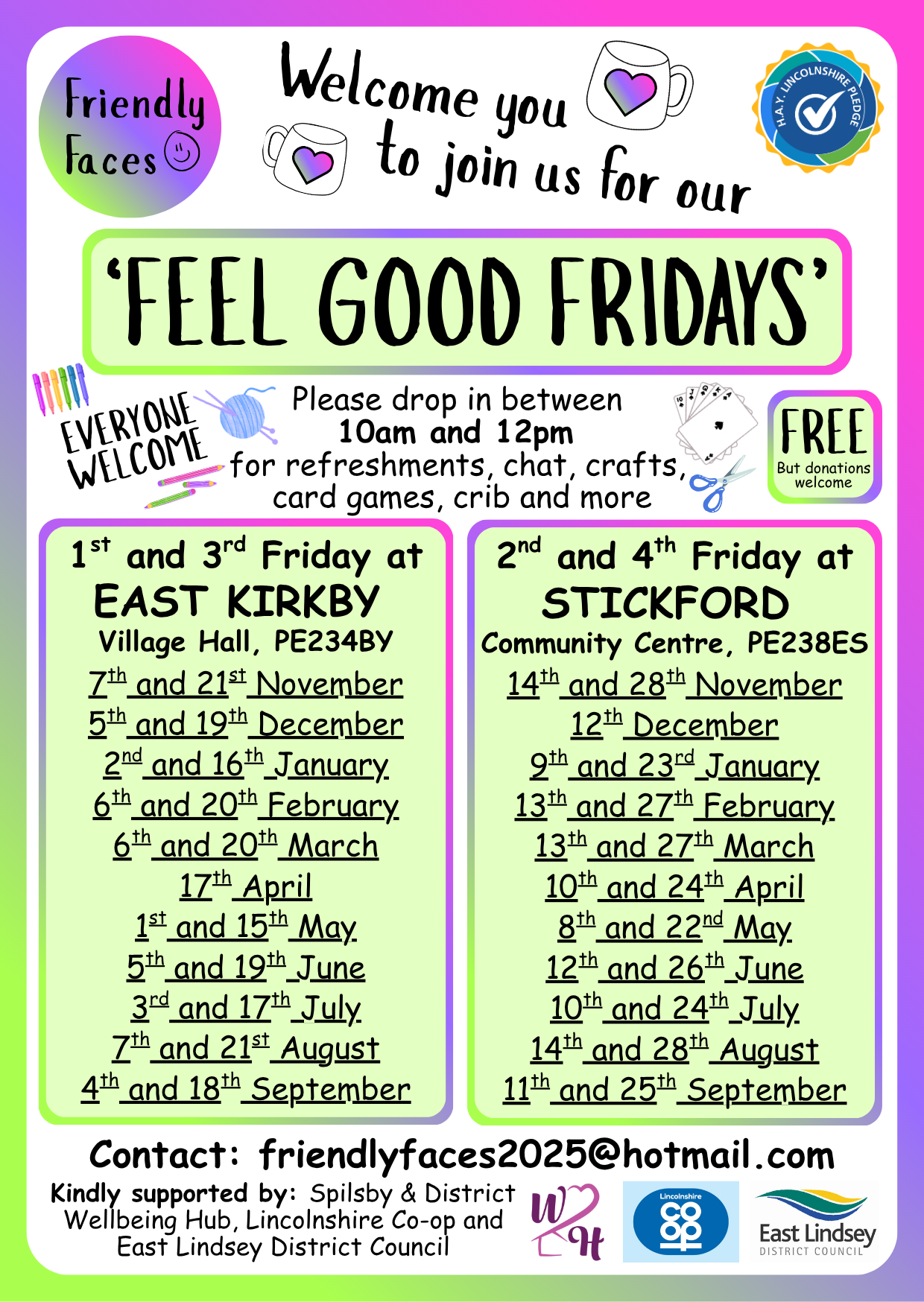 Friendly faces poster october 25